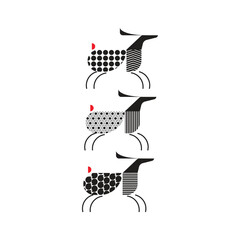 Stylized Deer in Geometric Black and White Design