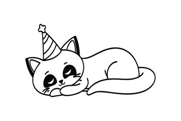 international cat day kawaii cartoon cat vector illustration