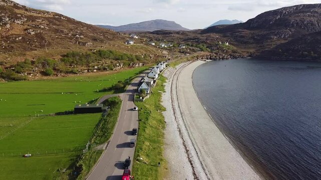 Flight over Ardmair Beach near Ullapool, Scotland