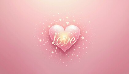 Pink Heart with Love Text