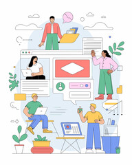 Creative Team Working on Digital Projects in a Collaborative Environment