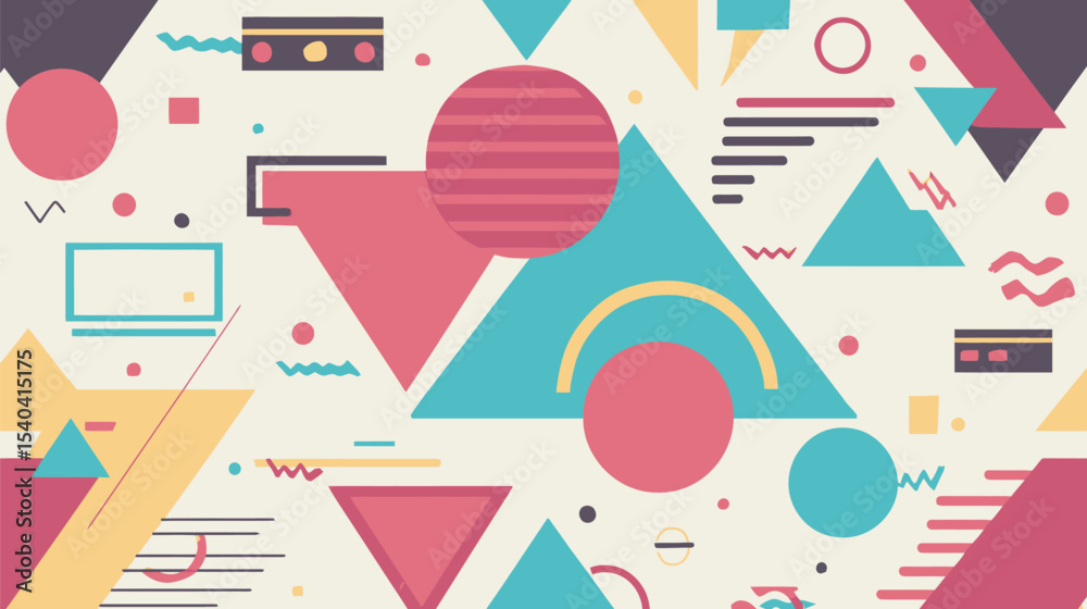 Poster geometric shapes pattern abstractly across backdrop displaying design elements details
