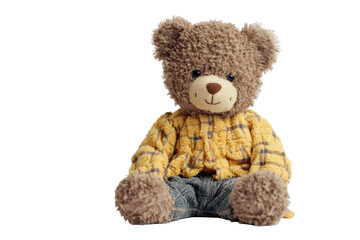 Obraz premium Teddy bear in a yellow plaid shirt