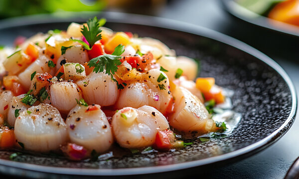 Ceviche de Callo de Hacha - Scallop ceviche, fresh and tangy.