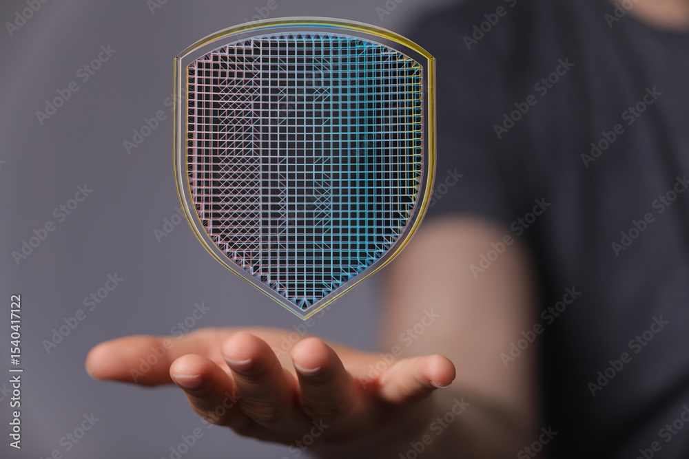 Aufkleber Secure your data with advanced cybersecurity.  Digital shield concept image.