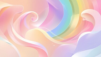 Abstract Colorful Wave Design with Soft Pastel Gradient and Rainbow Elements