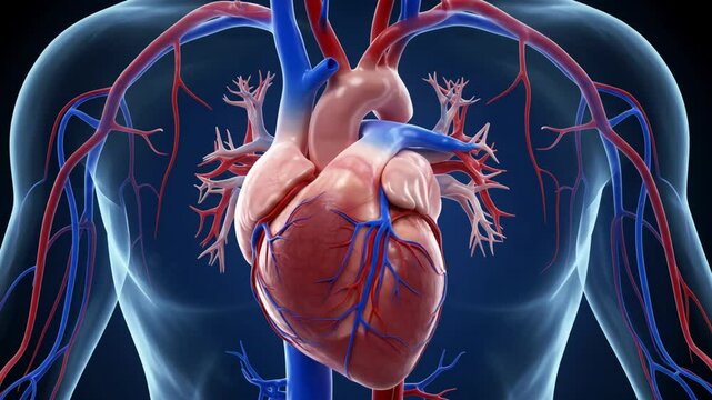 Human heart vascular system illustration
