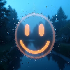 Fototapeta premium Drawn Smile in Condensation