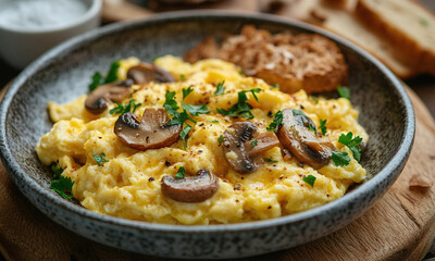 Huevos con Hongos - Scrambled eggs with mushrooms, a earthy and delicious breakfast.