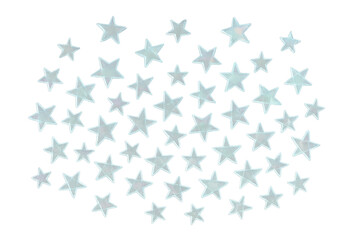 Sparkling light blue stars circling outward, creating festive holiday design on transparent backdrop