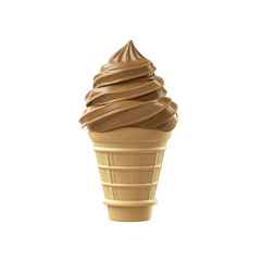 Delicious Chocolate Soft Serve Ice Cream Cone