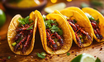 Taco de Hormigas Chicatanas - Tacos filled with flying ants, a delicacy in Oaxaca.