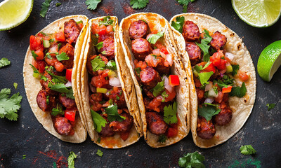 Tacos de Longaniza - Tacos filled with spicy Mexican sausage, bursting with flavor.