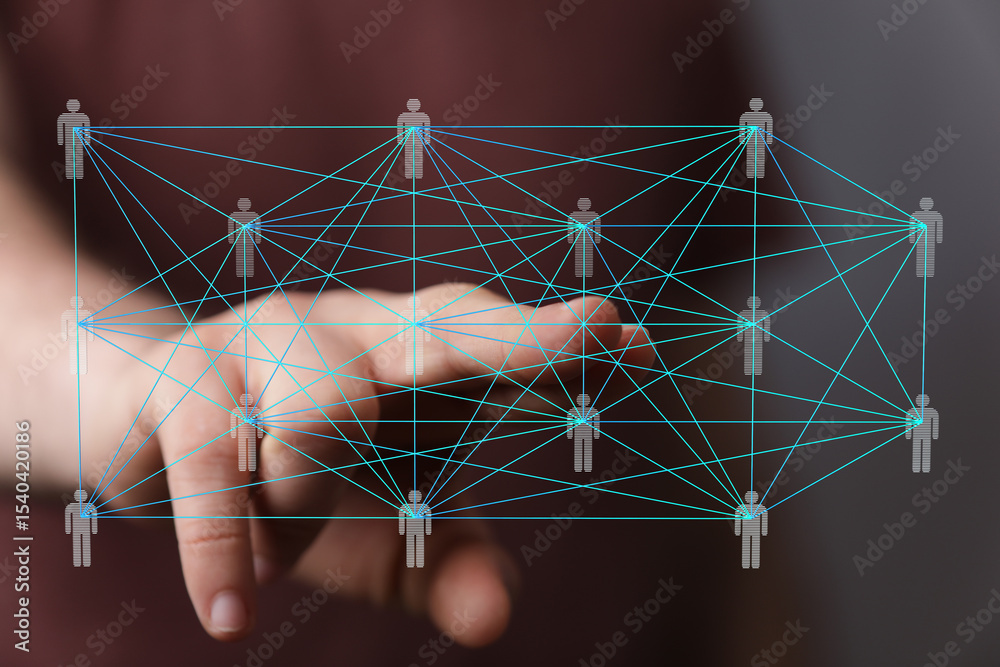 Poster Abstract image of interconnected people, symbolizing global networking and digital communication.
