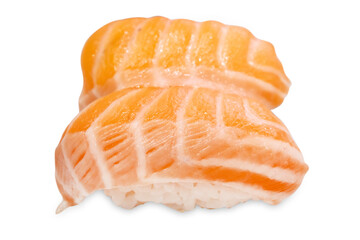 Top view of Fresh Salmon sushi, focus selective