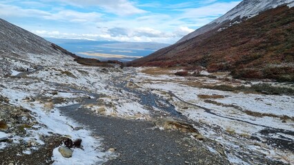 View on Ushuaia and Beagle Channel from Cerro Martial, Patagonia, Argentina