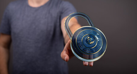 Secure your data with advanced encryption.  Cybersecurity and data protection concept.