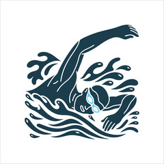 Swimmer Freestyle Silhouette in Dynamic Motion Freestyle Stroke Silhouette Dynamic arm motion in water