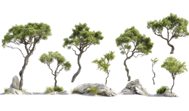 Collection of Mediterranean pine trees