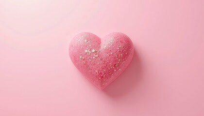 Fototapeta premium Pink Heart with Glitter on Pink Background
