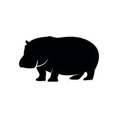 black silhouette of hippopotamus animal. animal symbol