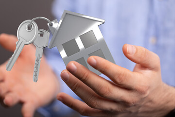 Image of house keys and a home keyring, perfect for real estate, property, and homeownership...