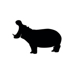 black silhouette of hippopotamus animal. animal symbol