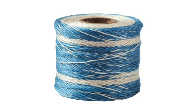 Spool of vibrant blue and white cord