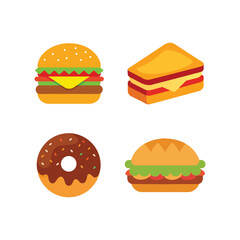 Fast food set of colorful vector illustration