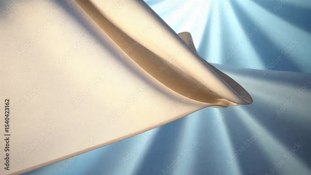 Poster Graceful Fabric in Dynamic Light: A flowing piece of fabric gracefully dances against a backdrop of dynamic, radiating light, creating a visual of elegance and movement. 