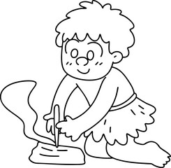 hand drawn stone age character