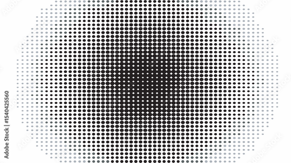 Poster halftone gradient circles create fading pattern across white background design