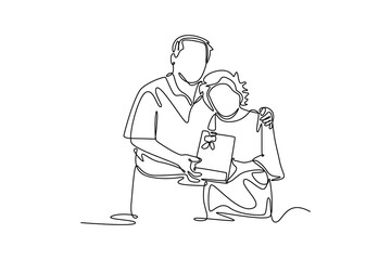 Senior love concept. Single line draw design. Vector graphic illustration