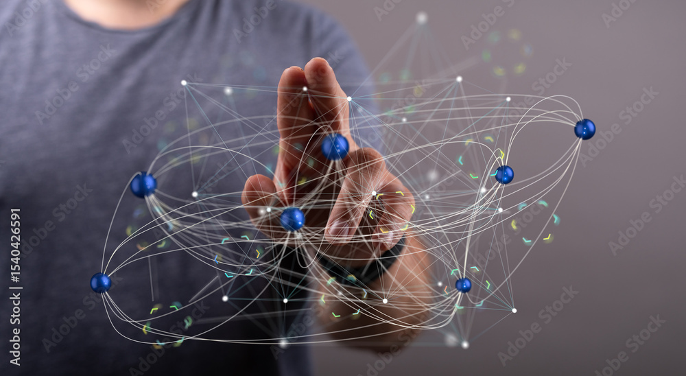 Aufkleber Image depicting a complex network, illustrating connections and data flow. Ideal for technology, networking, and connection concepts.