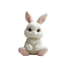 Obraz premium Adorable White Bunny Rabbit Sitting, Cute Easter Bunny Plush Toy