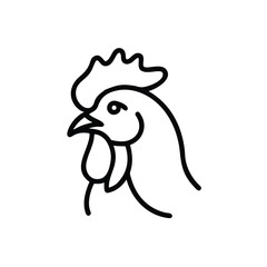 Hand drawn rooster head line art illustration simple design