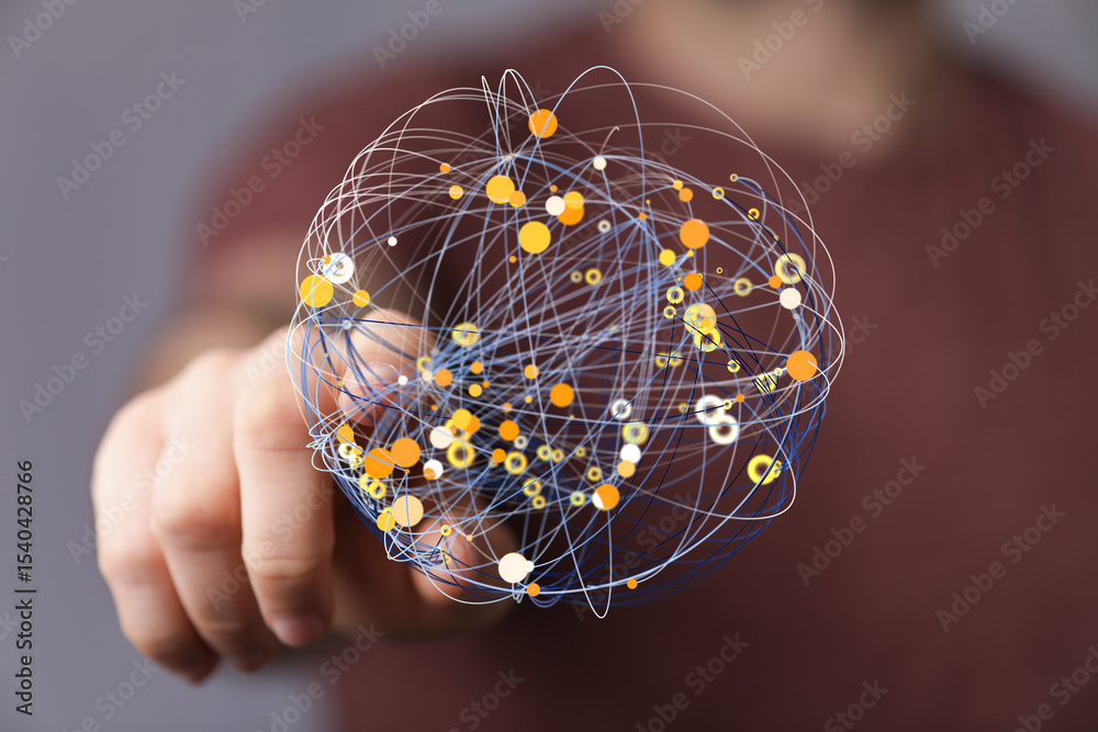Poster abstract image depicting a global network. ideal for technology, connection, and communication conce