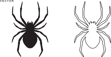 Spider Silhouette, Spider logo icon vector illustration on a white background