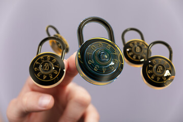 Cybersecurity, data protection, privacy, password security, digital locks, online safety, secure...