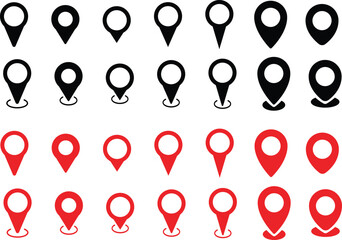 Map navigation pin icon set. Gps location sign. Location icon