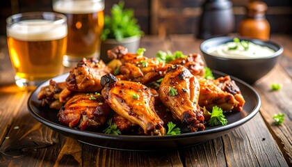 A generous serving of chicken wings arranged on a plate for a flavorful dining experience at any casual occasion