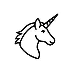 Hand drawn unicorn head profile line art illustration