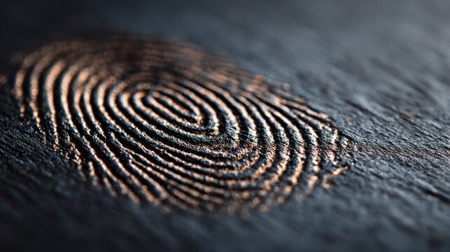 Detailed macro view of a fingerprint scanner’s intricate patterns on a sleek flat surface showcasing advanced technology