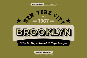 Retro college text design featuring bold 3D lettering with a vintage sports vibe. Fully editable vector for apparel, branding, and athletic-themed layouts