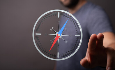 Modern compass graphic.  Perfect for navigation, direction, and travel concepts. High-quality image.