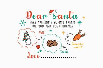  Dear Santa Note with Milk, Cookie, and Carrot Illustration Retro Santa tray SVG Design