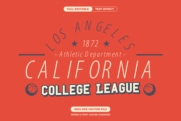 Vintage college sports text design with bold typography. Fully editable vector ideal for athletic apparel, team logos, and retro-themed graphic projects