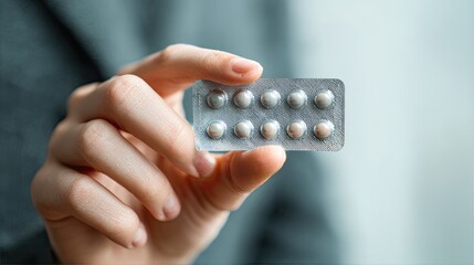 Doctor holding blister pack of pills in hospital setting