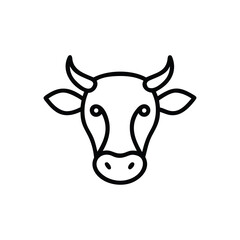 Hand drawn line art cow head illustration simple design