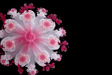 Obraz premium Pink flower isolated on black background.